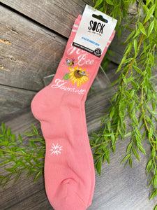 Giftware - Athletic Ribbed Crew Socks "Honey Bee Yourself"