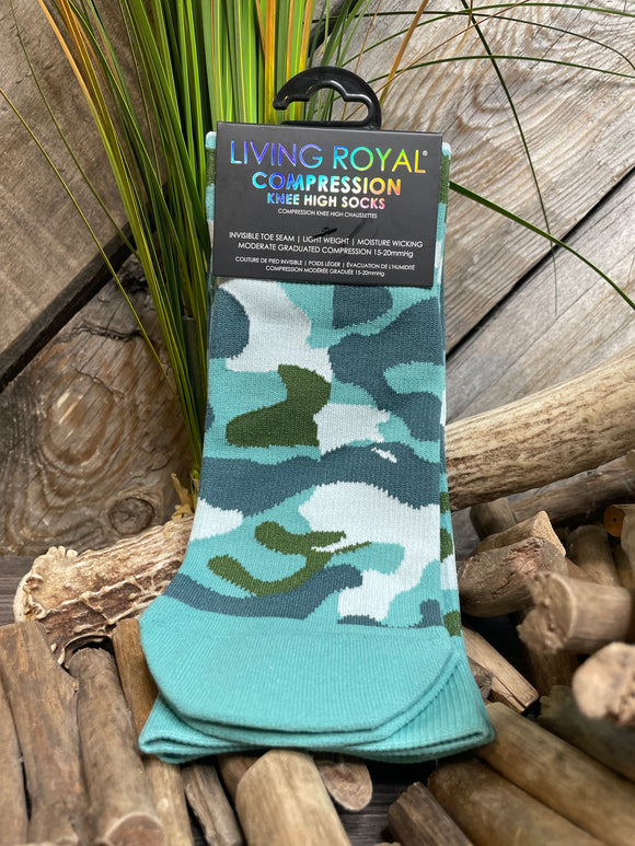 Giftware - Living Royal Knee High Compression Socks in Green Camo