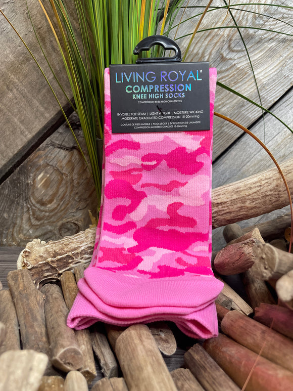 Giftware - Living Royal Knee High Compression Socks in Pink Camo
