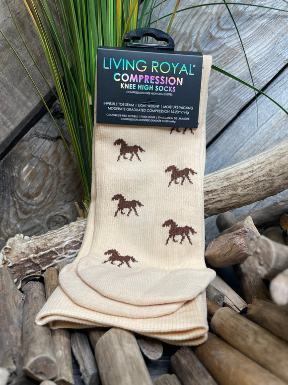 Giftware - Living Royal Knee High Compression Socks in Horse Print