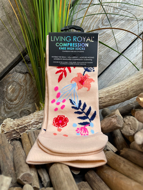 Giftware - Living Royal Knee High Compression Socks in Flower Print