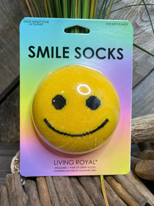 Giftware - Living Royal Crew Socks in Crew Socks in Yellow Smile Face