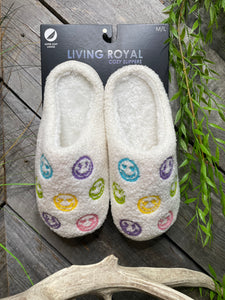 Self Care - Living Royal "Smiley Face" Slippers in White