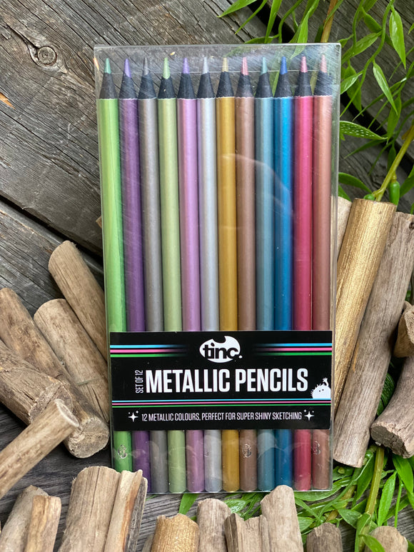 Giftware - Tinc Stationary Metallic Pencils (12 Pack)