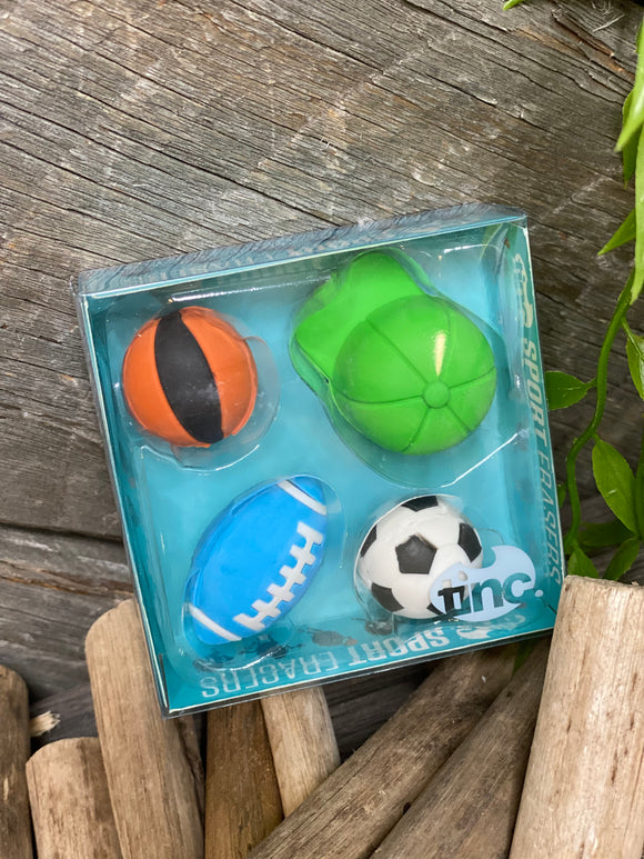 Giftware - Tinc Stationary 4 Pack Sports Eraser