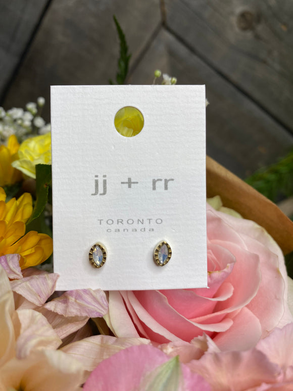 Jewelry - Fab Accessories - White Opal Oval Earrings in Gold