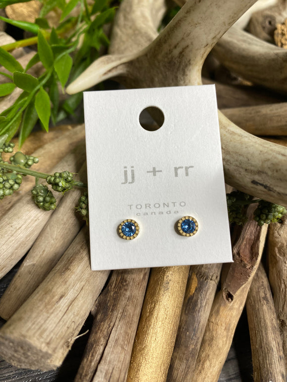 Jewelry - Fab Accessories - Blue Circle Earrings in Gold