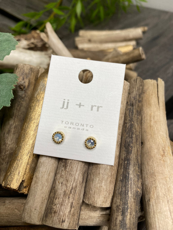 Jewelry - Fab Accessories - White Opal Circle Earrings in Gold