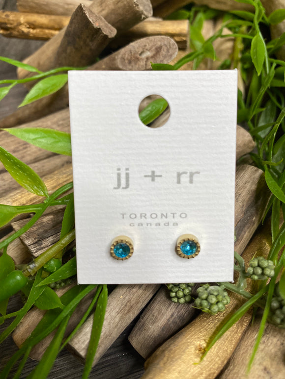 Jewelry - Fab Accessories - Light Blue Circle Earrings in Gold