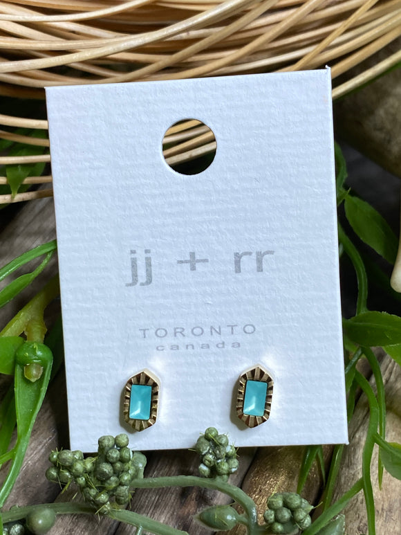Jewelry - Mint Green Opal Hexagon Earrings in Gold