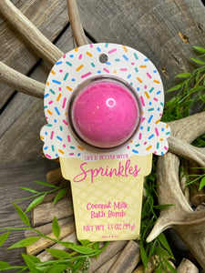 Self Care - "Life is Better with Sprinkles" Coconut Milk Bath Bomb in Starfruit & Mango