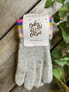 Winter Accessories - Shiraleah Chicago "Baby It's Cold Outside" Touch Screen Gloves in Grey/Multi Color