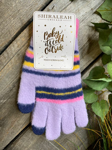 Winter Accessories - Shiraleah Chicago "Baby It's Cold Outside" Touch Screen Gloves in Lilac/Stripes