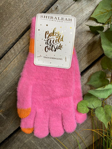 Winter Accessories - Shiraleah Chicago "Baby It's Cold Outside" Touch Screen Gloves in Pink/Orange