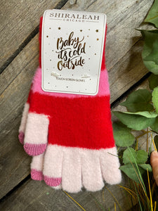 Winter Accessories - Shiraleah Chicago "Baby It's Cold Outside" Touch Screen Gloves in Red/White & Pink