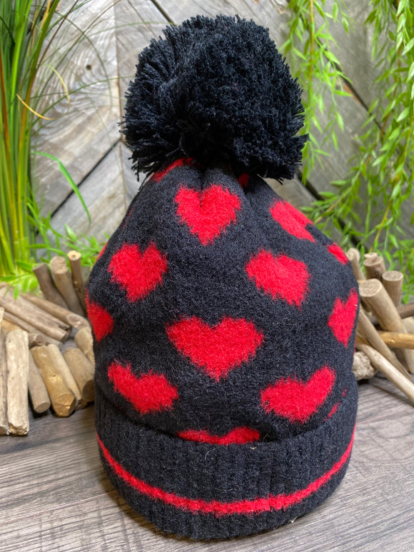 Winter Accessories - Shiraleah Chicago Valentine Toque in Black/Red Hearts
