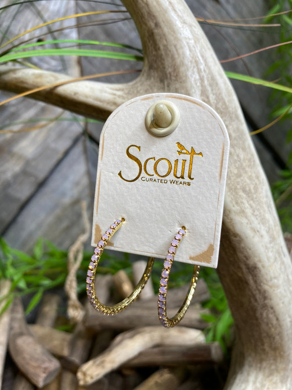Jewelry - Scout Curated Wears Small Rhinestone Hoops in Rose Water Opal/Gold
