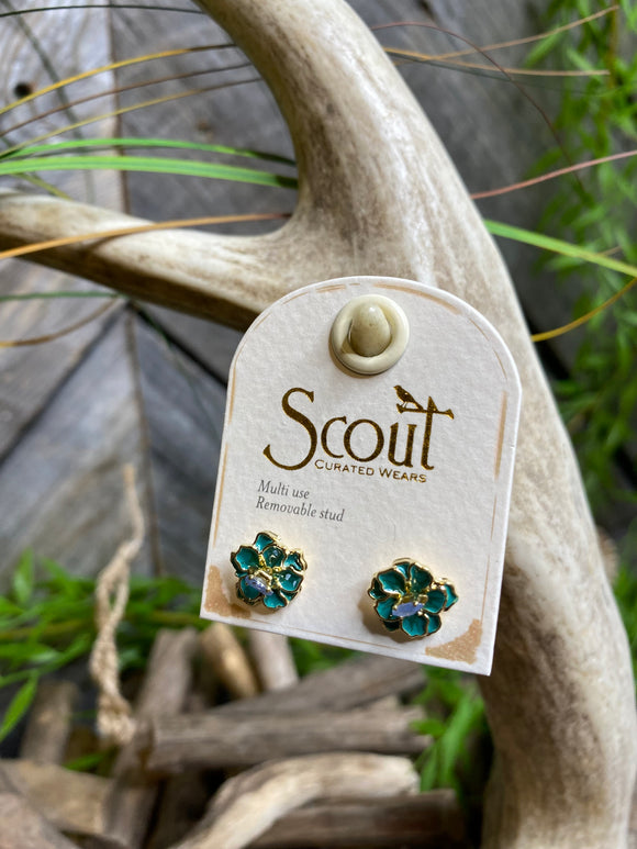 Jewelry - Scout Curated Wears Enamel Flower Earrings in Turquoise/Gold