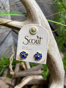 Jewelry - Scout Curated Wears Enamel Flower Earrings in Sapphire/Gold