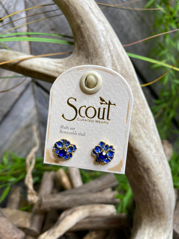 Jewelry - Scout Curated Wears Enamel Flower Earrings in Sapphire/Gold