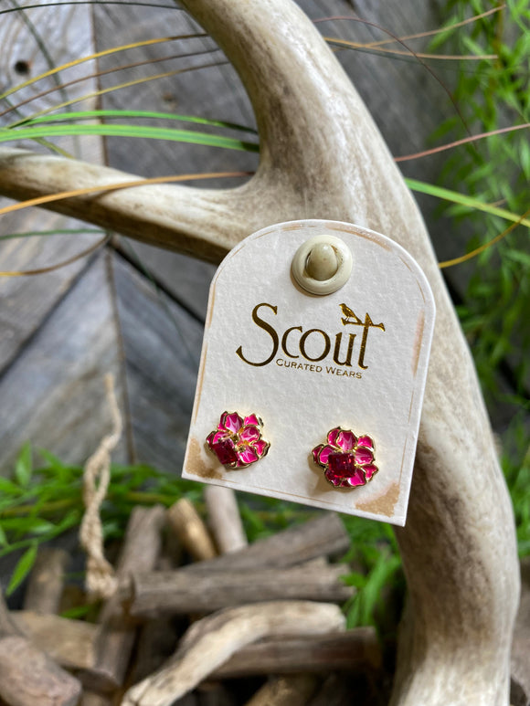 Jewelry - Scout Curated Wears Enamel Flower Earrings in Fuchsia/Gold