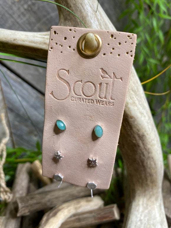 Jewelry - Scout Curated Wears Gabby Stud Trio in Amazonite/Silver