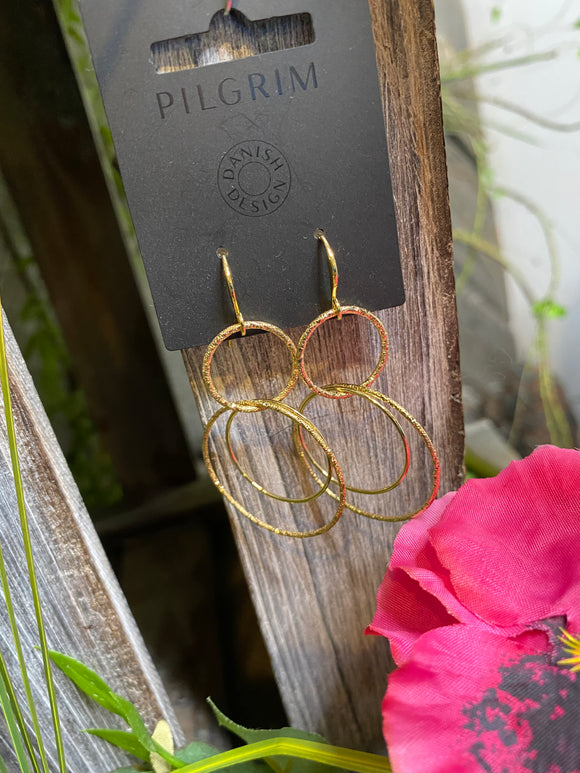 Jewelry - Pilgrim - Triple Interlocked Hoops Earrings in Gold