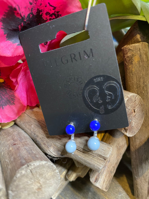 Jewelry - Pilgrim - 2 in 1 Earrings in Blue