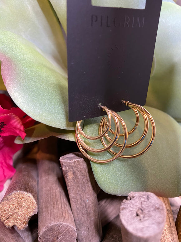Jewelry - Pilgrim - Triple Hoop Earrings in Gold