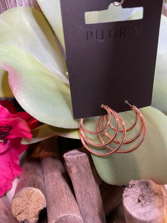 Jewelry - Pilgrim - Triple Hoop Earring in Rose Gold