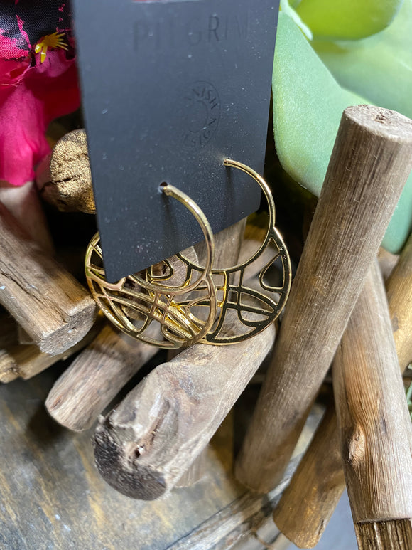 Jewelry - Pilgrim - Circle Cross Track Earring in Gold