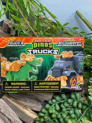 Toys - Snap & Play Dinos Vs Trucks (Green Dino & Grey/Orange Truck)