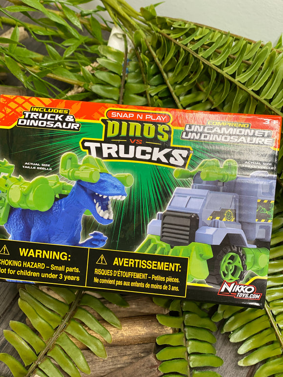 Toys - Snap & Play Dinos Vs Trucks (Blue/Green Dino & Grey/Green Truck)