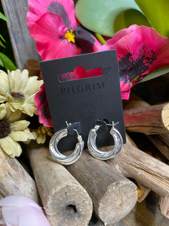 Jewelry - Pilgrim - Twirl Hoop Earrings in Silver