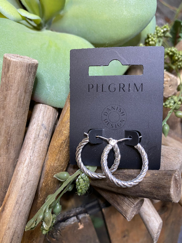 Jewelry - Pilgrim - Rope Hoop Earrings in Silver