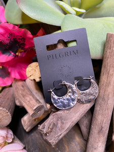 Jewelry - Pilgrim - Moon Textured Hoop Earrings in Silver