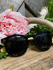 Sunglasses - Kuma Black Round Frame with Silver