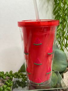 Giftware - Double Plastic Wall Tumbler in Red Watermelon Print