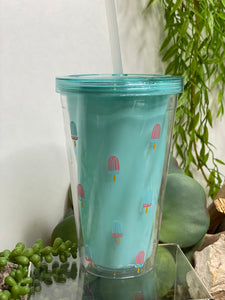 Giftware - Double Plastic Wall Tumbler in Blue Popsicle Print