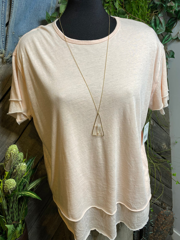 Blowout Sale - Two Layer Shirt in Peach