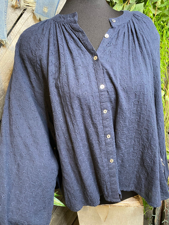 Blowout Sale - Free People Round Neck Shirt in Navy