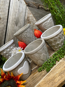 Giftware - Various Clay Flower Pots in Grey and White