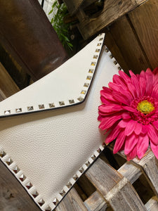 Inzi - Studded Rectangle Purse in White