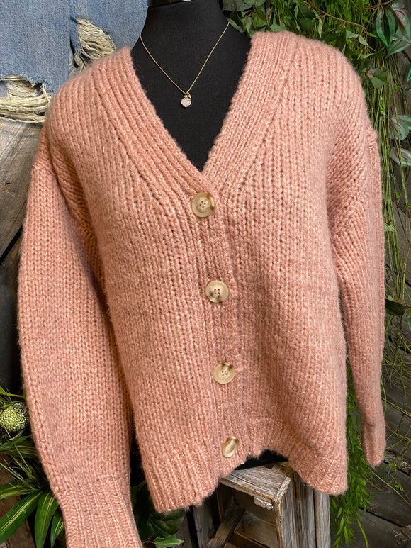 Blowout Sale - CM Button Down Cardigan in Pale Pink