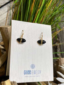 Jewelry - Glee - Black Oval Earrings in Gold