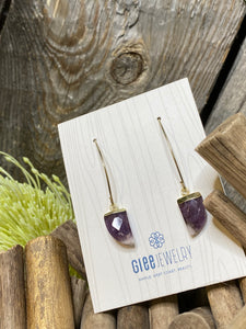 Jewelry - Glee - Purple Gem Pendant Dangle Earrings in Gold