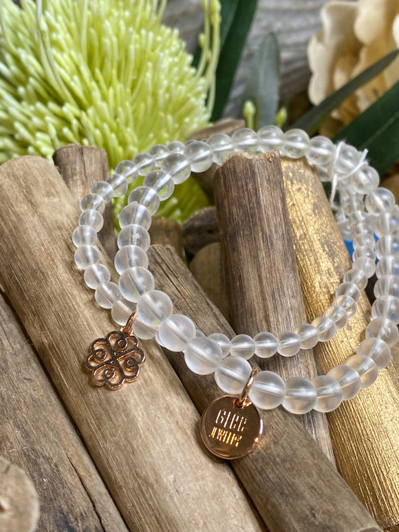 Jewelry - Glee - Stackem Bracelet in Rose Gold with Clear Quartz