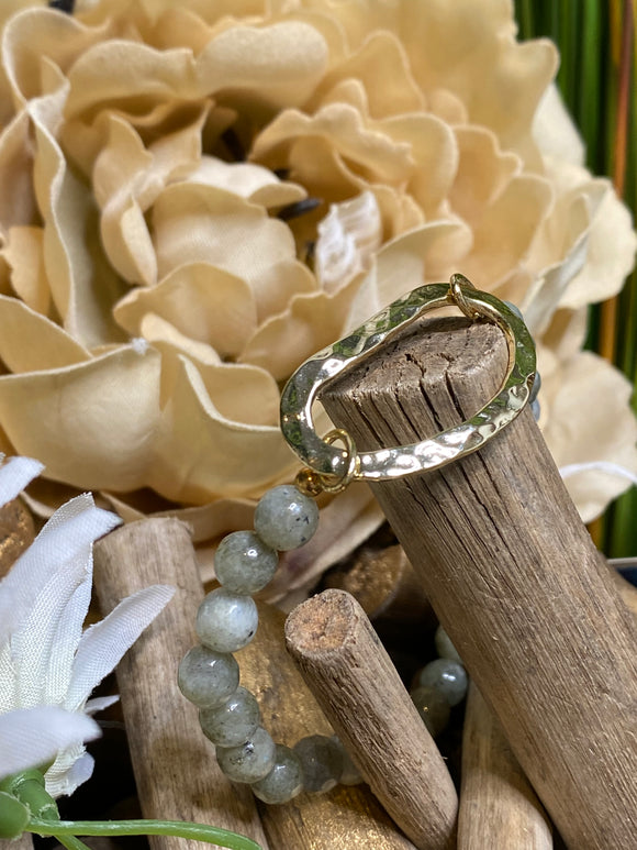 Jewelry - Glee - Bracelet with Green/Grey Beads & Gold Oval