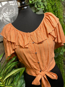 Blowout Sale - Free People  Button Front Shirt in Orange