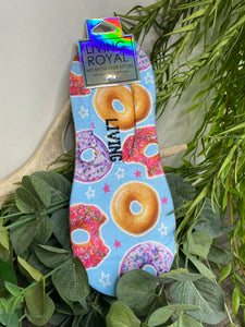 Giftware - No Show Liner Socks in Blue, Beige, Purple & Pink Donuts